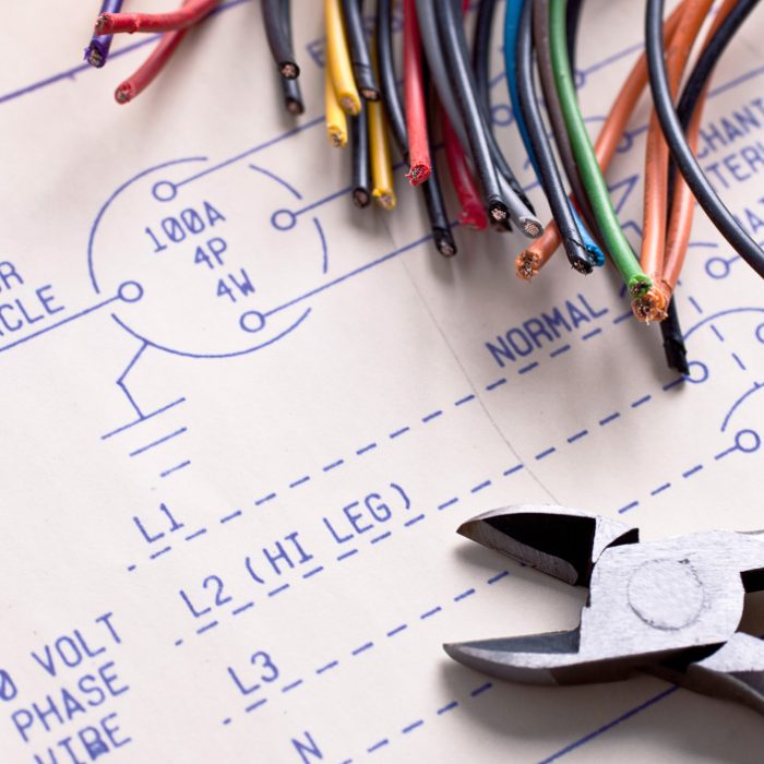 "Electrical components - wire, cutters and blueprints.  Blueprints property of and created by the photographer."
From Solidworks.com
